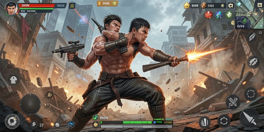 Tangkapan layar aksi mendebarkan dari gameplay 9N9N.