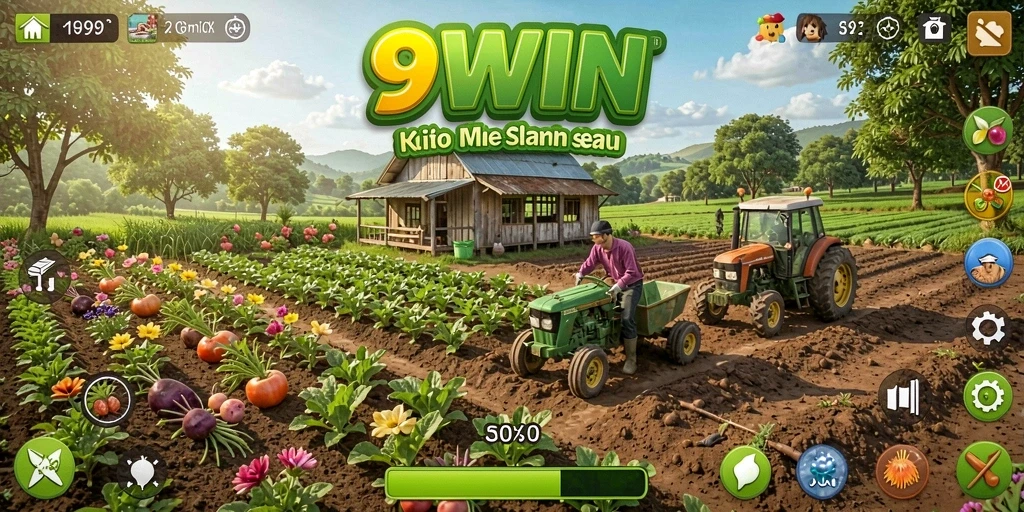 Tampilan mendebarkan gameplay pertanian di 9WIN.