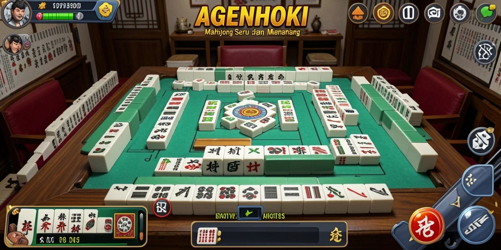 Tampilan gameplay seru di AGENHOKI dengan ubin Mahjong klasik.