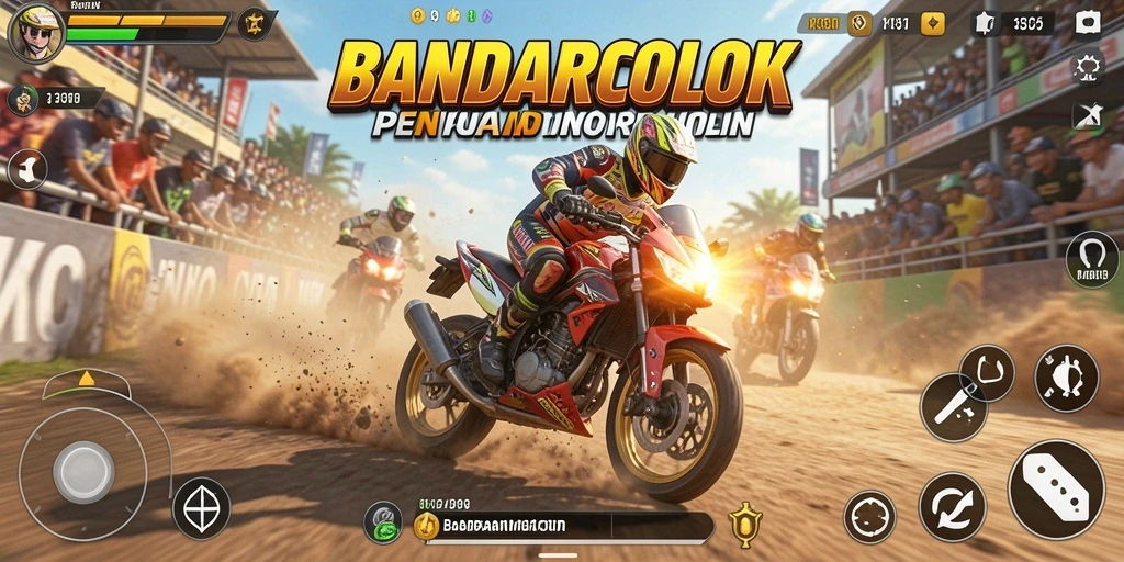 Screenshot BANDARCOLOK menampilkan aksi balapan motor yang mendebarkan.