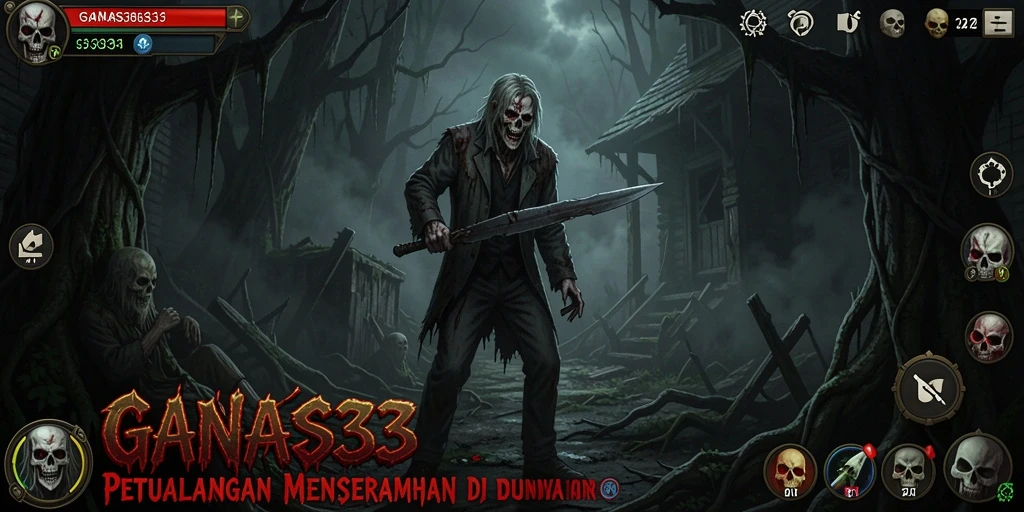 Tampilan gameplay menegangkan di dalam dunia horor.