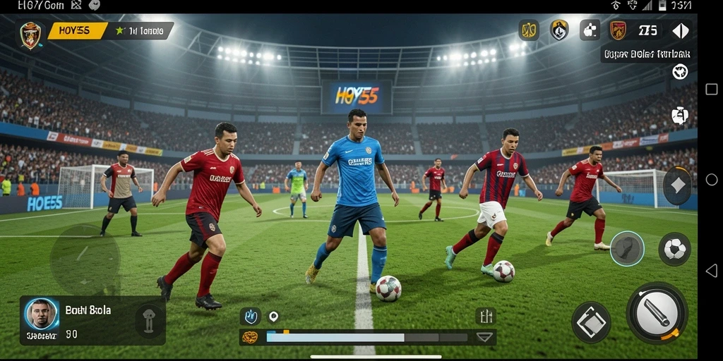Tampilan gameplay intens di lapangan sepak bola HOYE55.