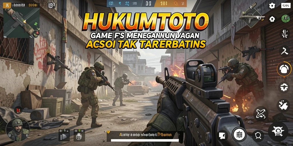 Screenshot gameplay HUKUMTOTO dengan aksi FPS yang mendebarkan.