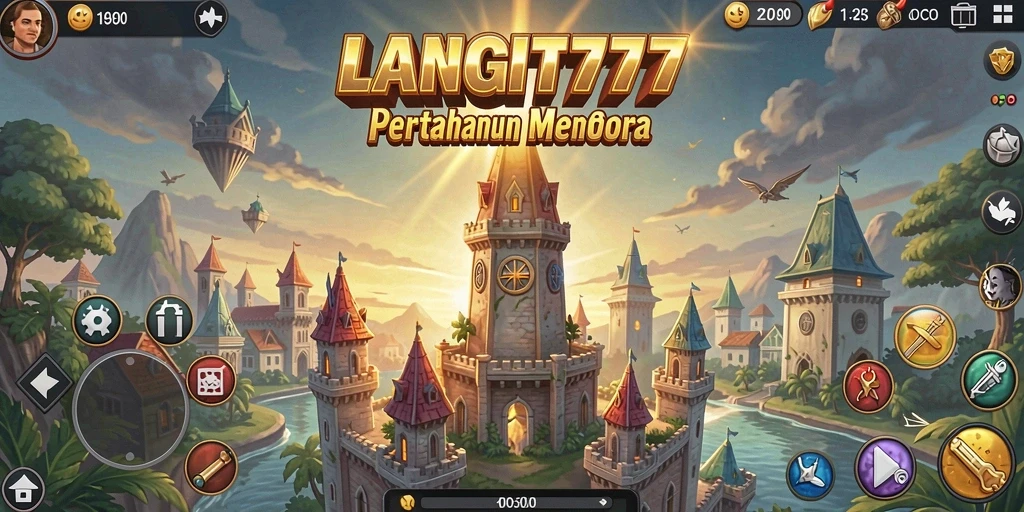 Tampilan gameplay LANGIT777 dalam skenario Tower Defense yang menegangkan.