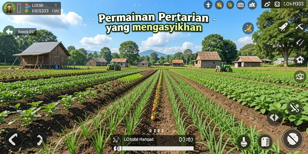 Tampilan gameplay LOS303 yang menampilkan aktivitas bertani yang seru.