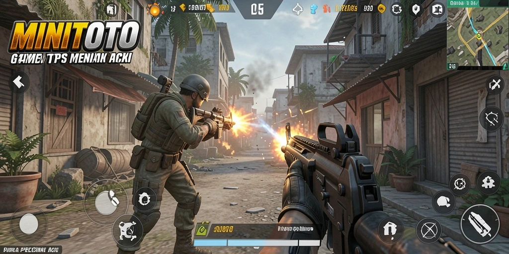 Tangkapan layar gameplay MINITOTO menampilkan aksi tembak-menembak yang mendebarkan.