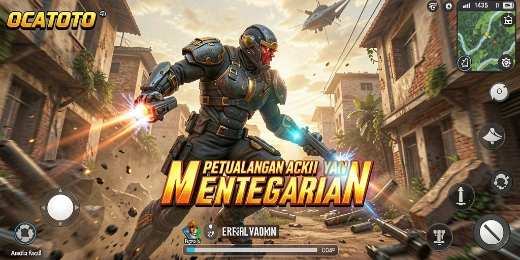 Screenshot menampilkan gameplay seru OCATOTO dalam pertempuran melawan musuh.