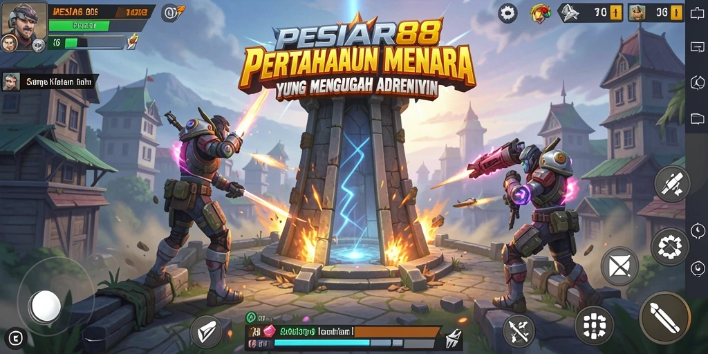 Screenshot dari gameplay menara pertahanan PESIAR88 yang menegangkan.