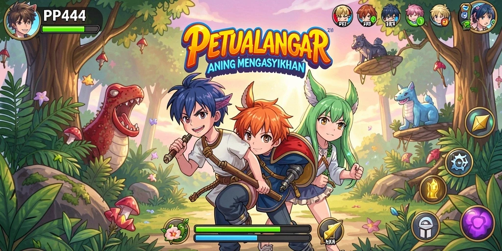 Tangkapan layar PP444 menampilkan aksi seru karakter anime.