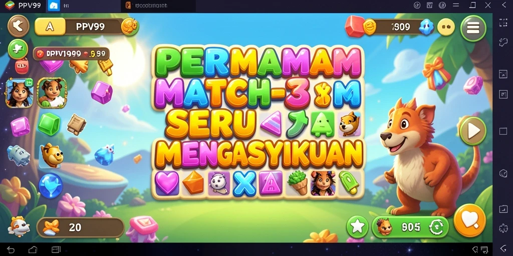 Tangkapan layar gameplay <strong>PPV99</strong> menunjukkan keseruan permainan Match-3.