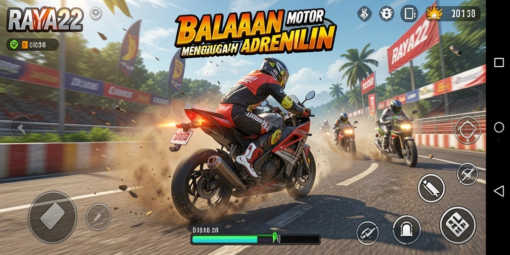 Tampilan gameplay RAYA22 yang seru dan mendebarkan.