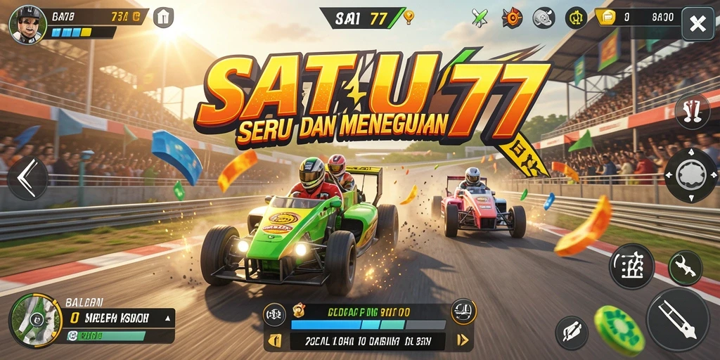 Gameplay seru SATU77 dengan balapan mendebarkan di lintasan.